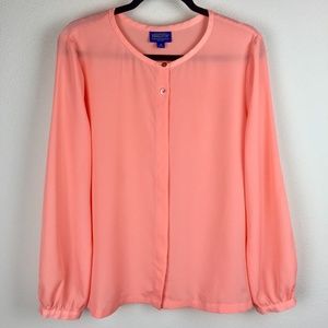 Pendleton Peach Pink Button Blouse 16